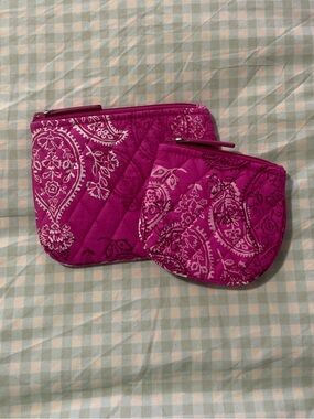 Vera Bradley Medium and Small Cosmetic Bags in Stamped Paisley